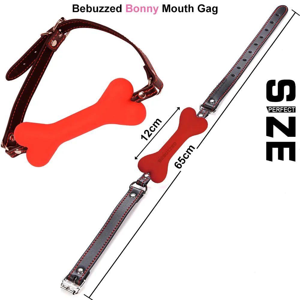 Bebuzzed BDSM Silicone Dog Bone Mouth Gag Red