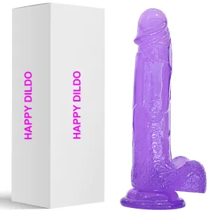 Bebuzzed Happy 8.5 Realistic Dildo Veined Balls Suction Cup Purple