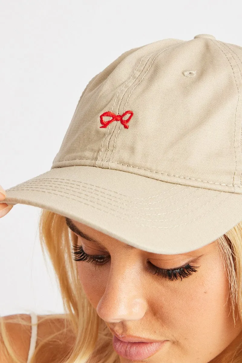 Beige Bow Cap