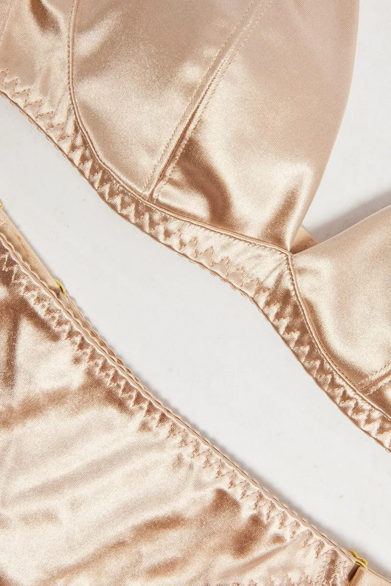 Beige Satin Lingerie Set