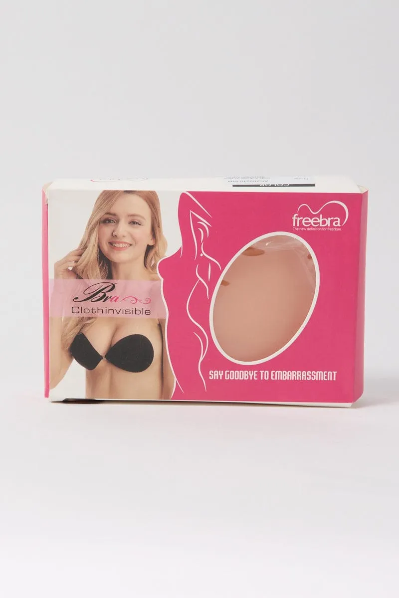 Beige Silicone Lace Up Self Adhesive Bra