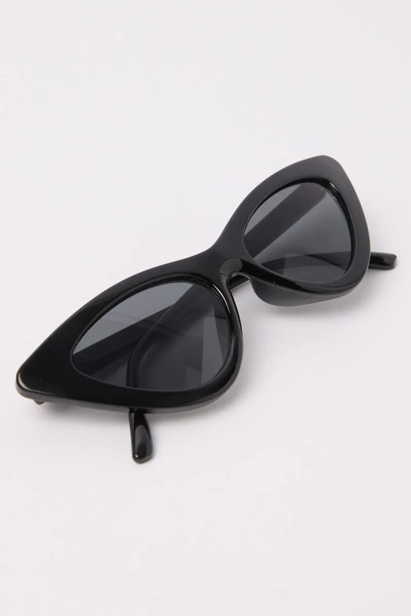 Black Animal Print Cat Eye Sunglasses