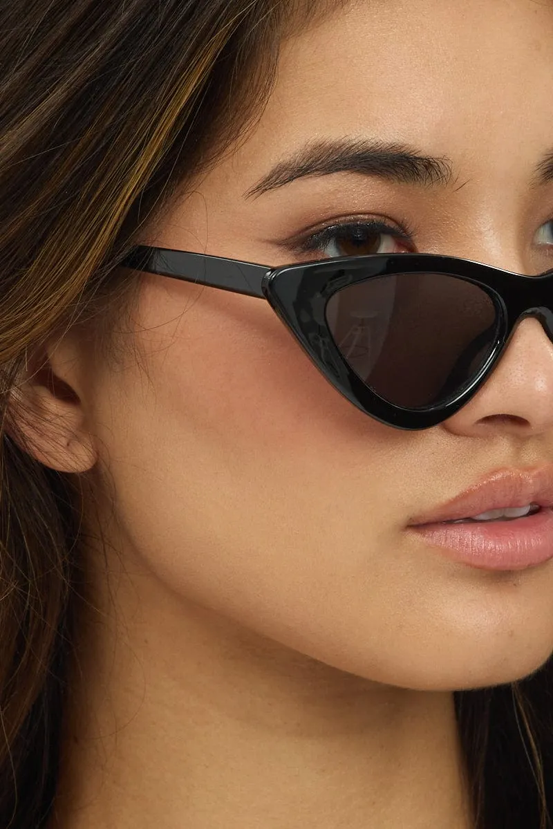 Black Animal Print Cat Eye Sunglasses
