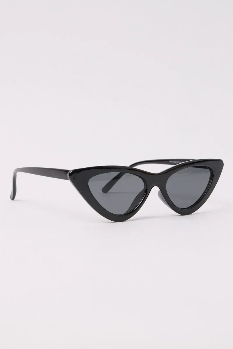 Black Animal Print Cat Eye Sunglasses