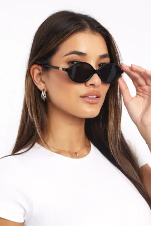 Black Animal Print Oval Sunglasses