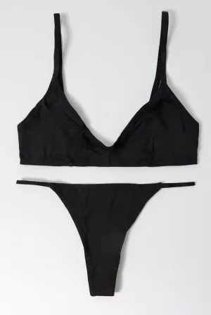 Black Bralet and Thong Lingerie Set