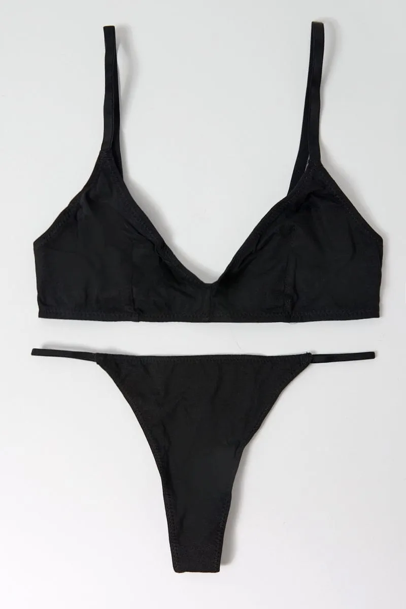 Black Bralet and Thong Lingerie Set