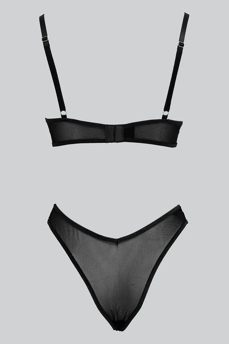 Black Embroidered Lingerie Set