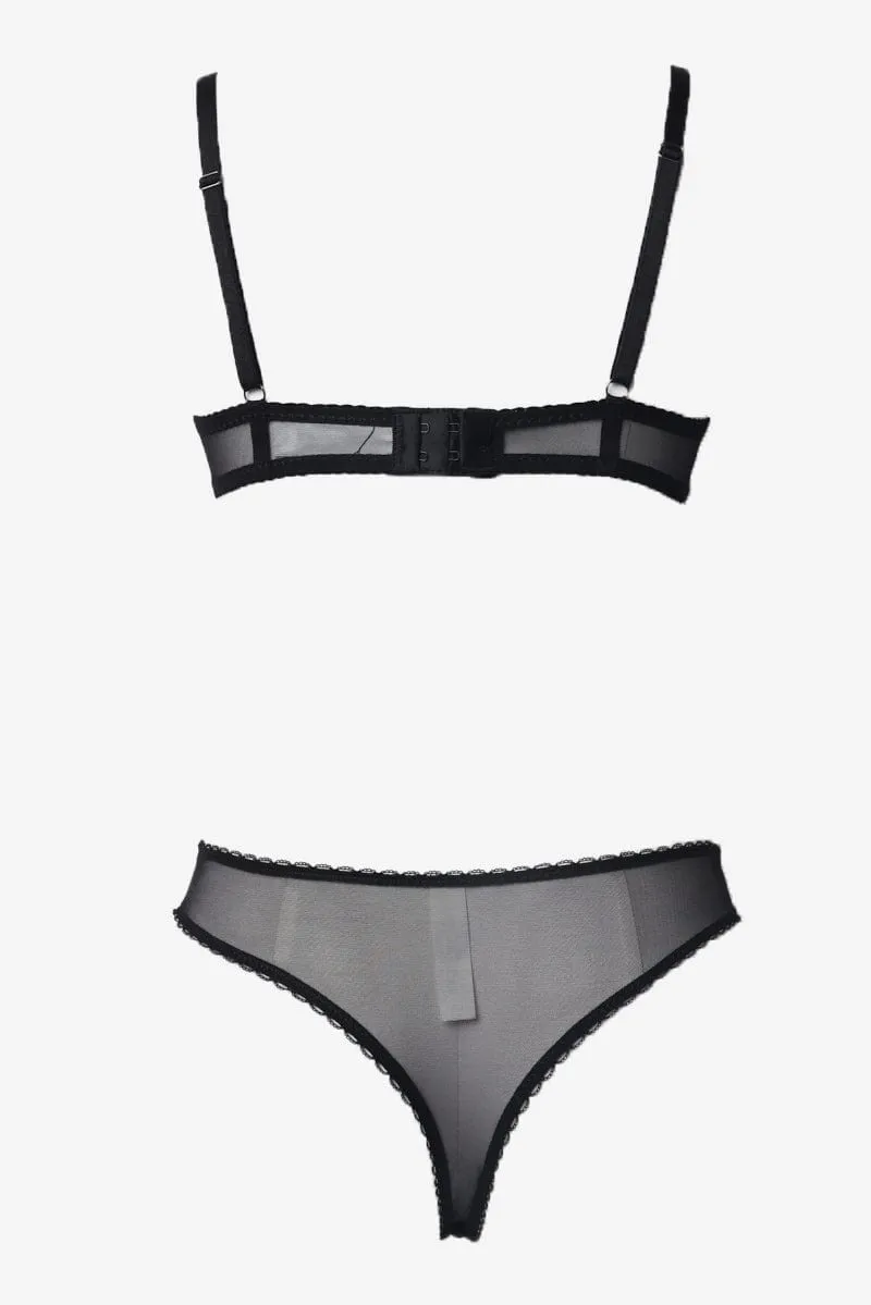 Black Embroidery Lingerie Set