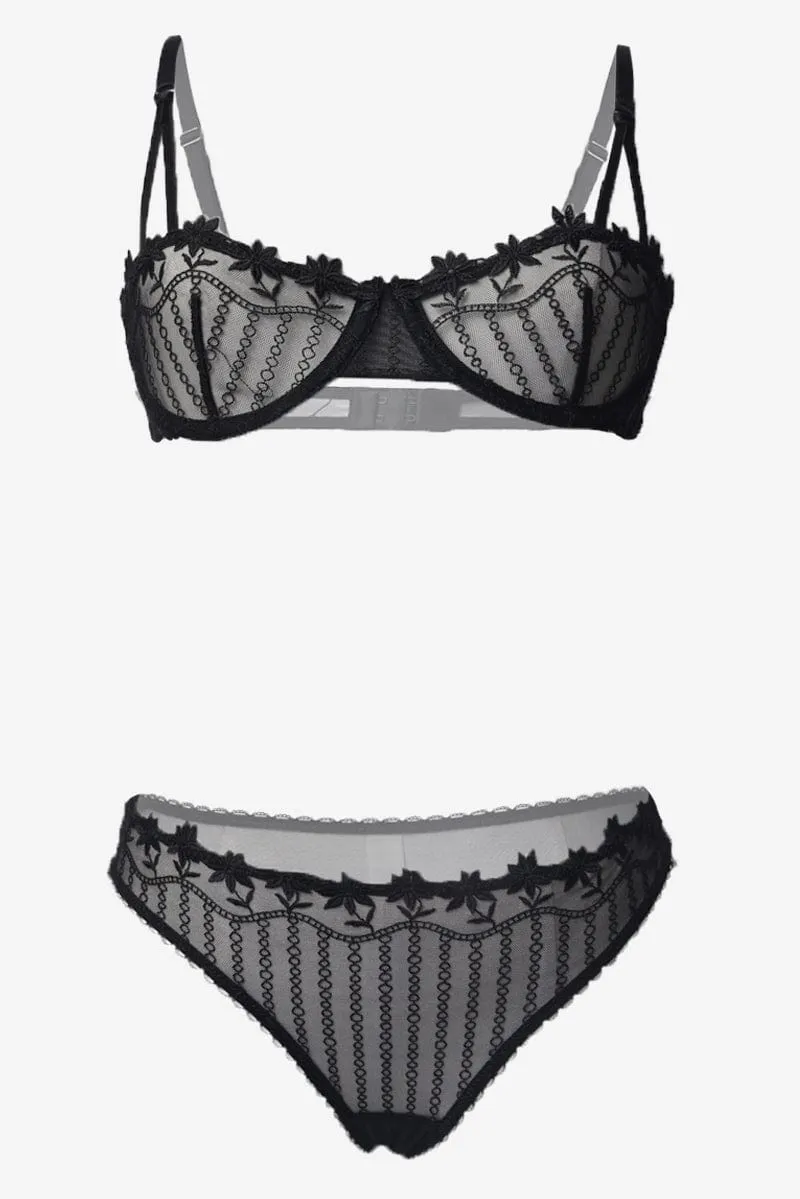 Black Embroidery Lingerie Set