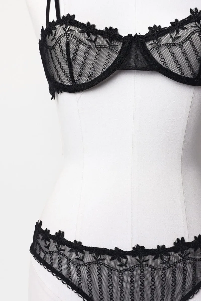 Black Embroidery Lingerie Set