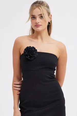 Black Flower Corsage Rosette Pin On Brooch