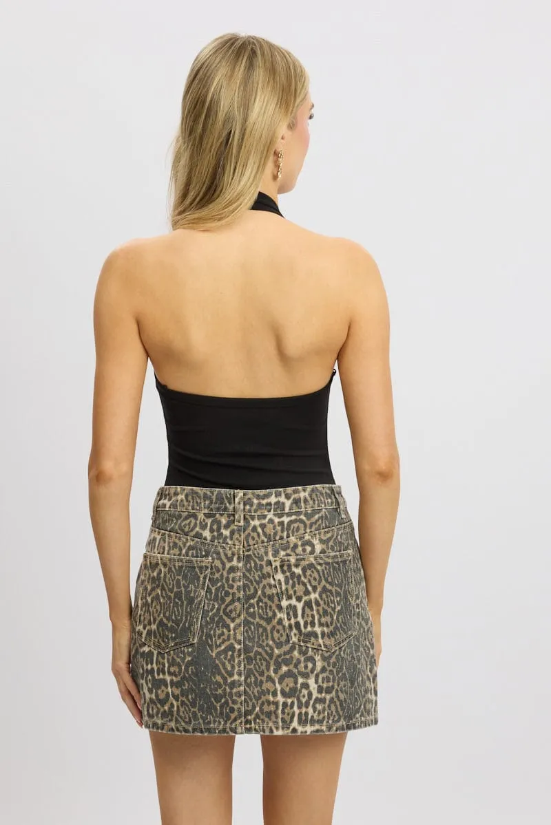Black Halter Bodysuit Rib