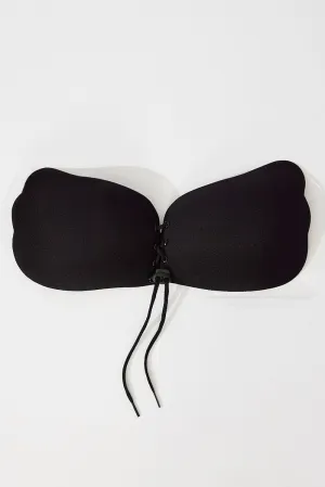 Black Lace Up Self Adhesive Bra