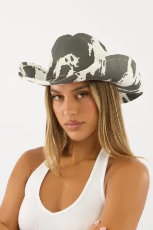 Black Print Cowboy Hat