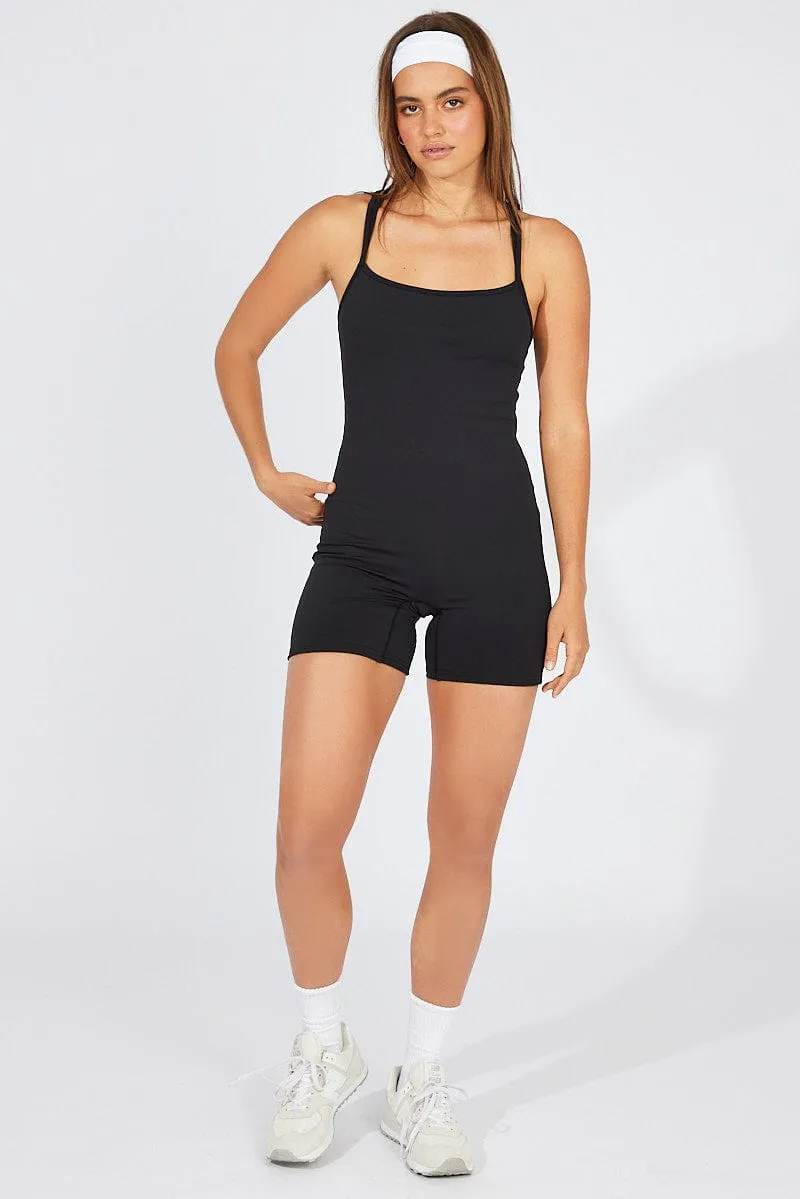 Black Romper Cross Back Strap