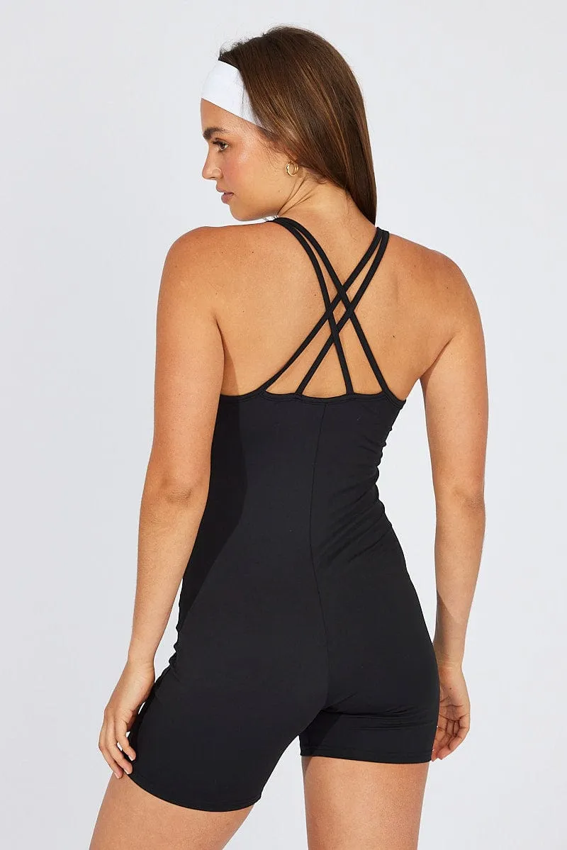 Black Romper Cross Back Strap