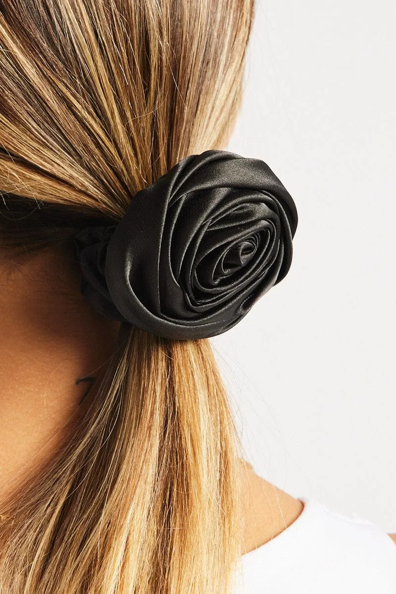 Black Rosette Scrunchie