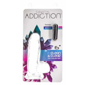 BMS Addiction Crystal 6 Dildo with Balls & Power Bullet Vibrator Dong Sex Toy
