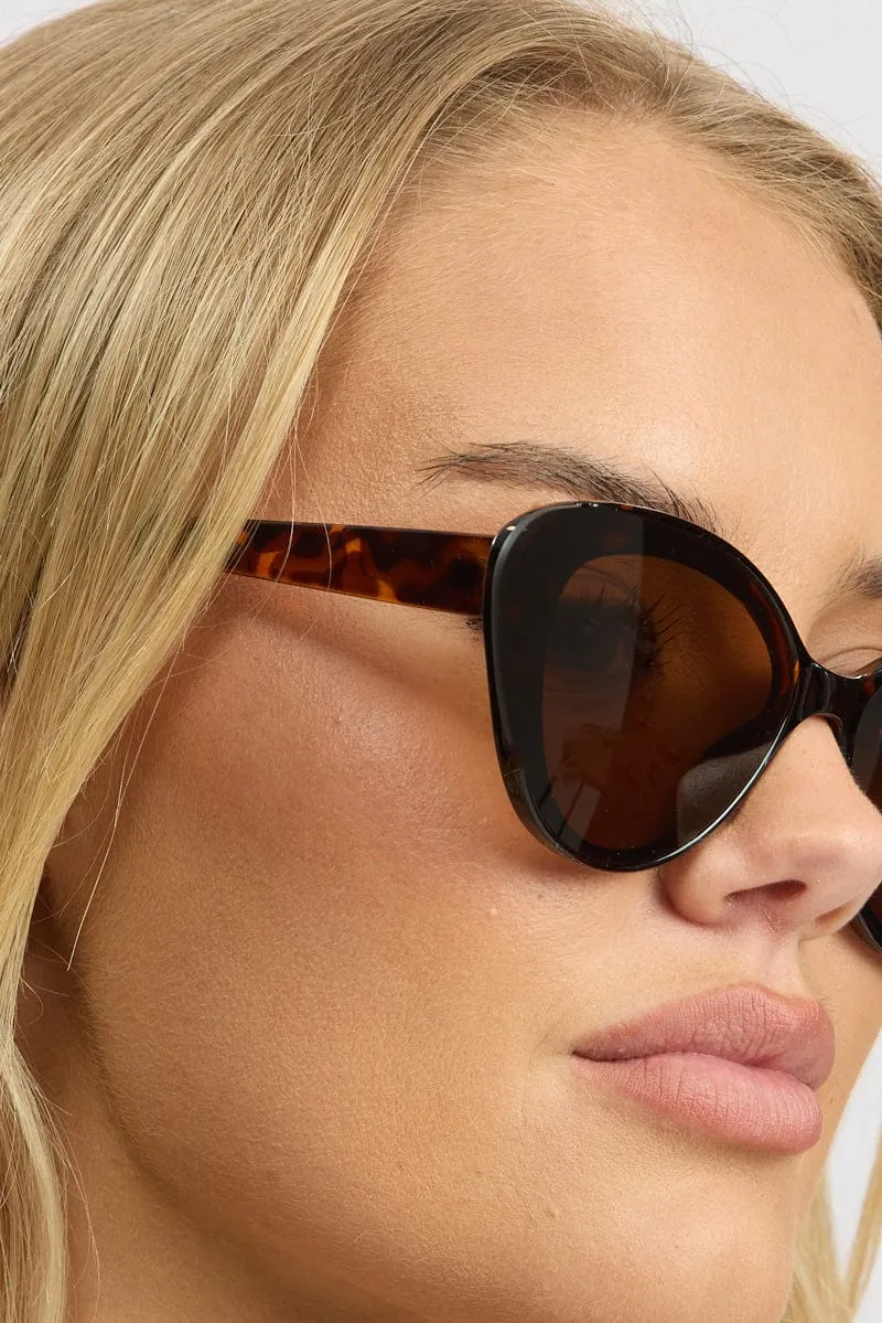 Brown Animal Print Cat Eye Sunglasses