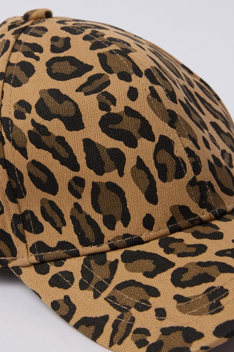 Brown Animal Print Leopard Print Cap