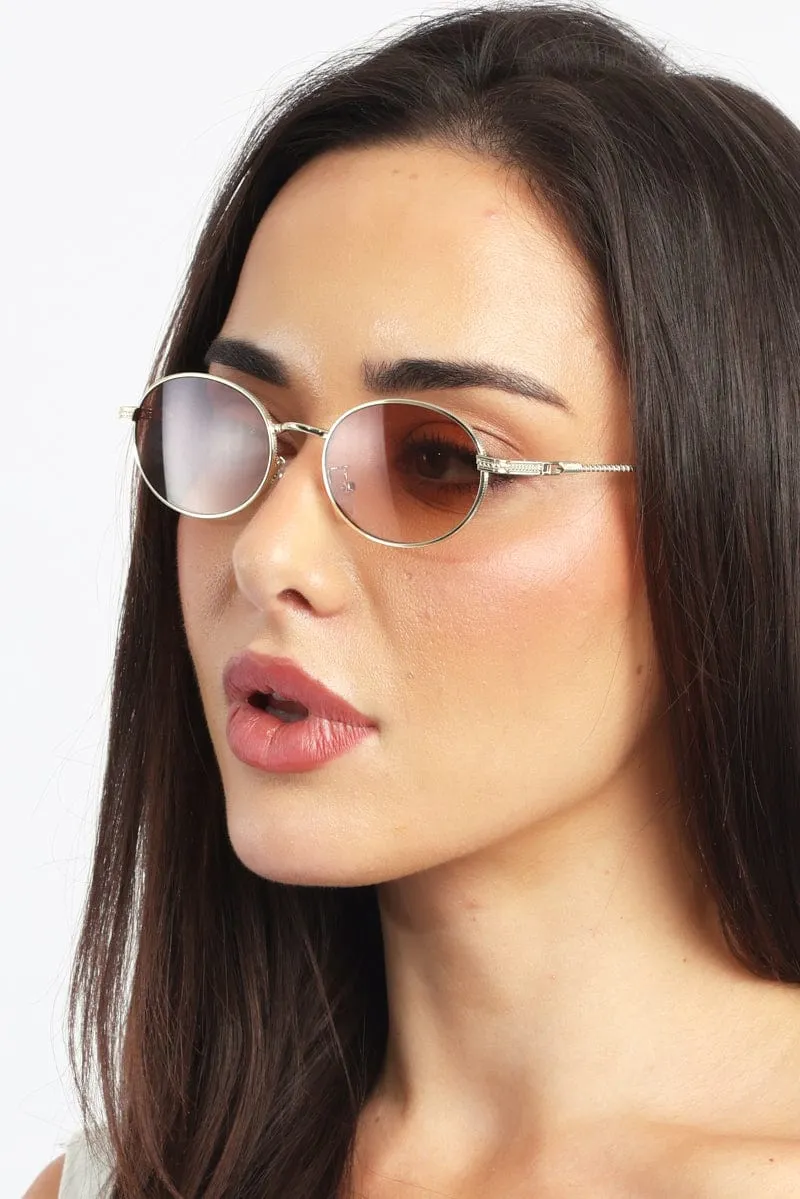Brown Oval Sunglasses
