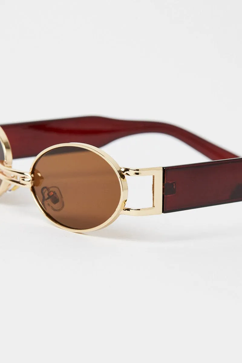 Brown Oval Sunglasses