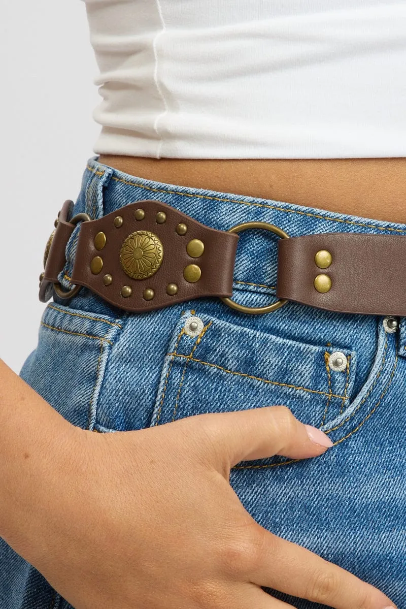 Brown Western Waist and Hip Belt