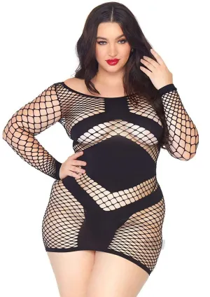 Diamond Net Mini Dress - Queen Size - Black