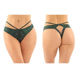 Fantasy Lingerie Kalina Strappy Microfiber & Lace Thong With Back Cutout 6-Pack Green L/XL