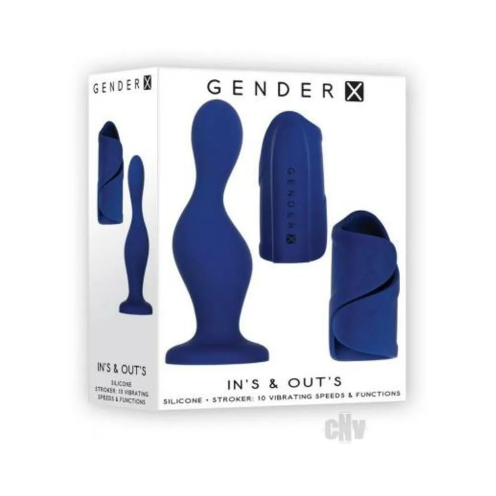 Gender X In's & Out's Dildo And Stroker Blue