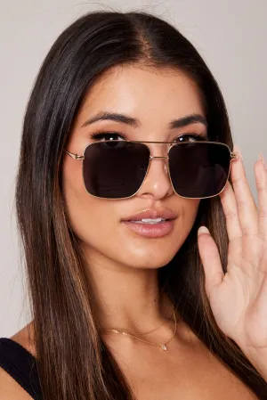 Grey Oversized Metal Frame Sunglasses