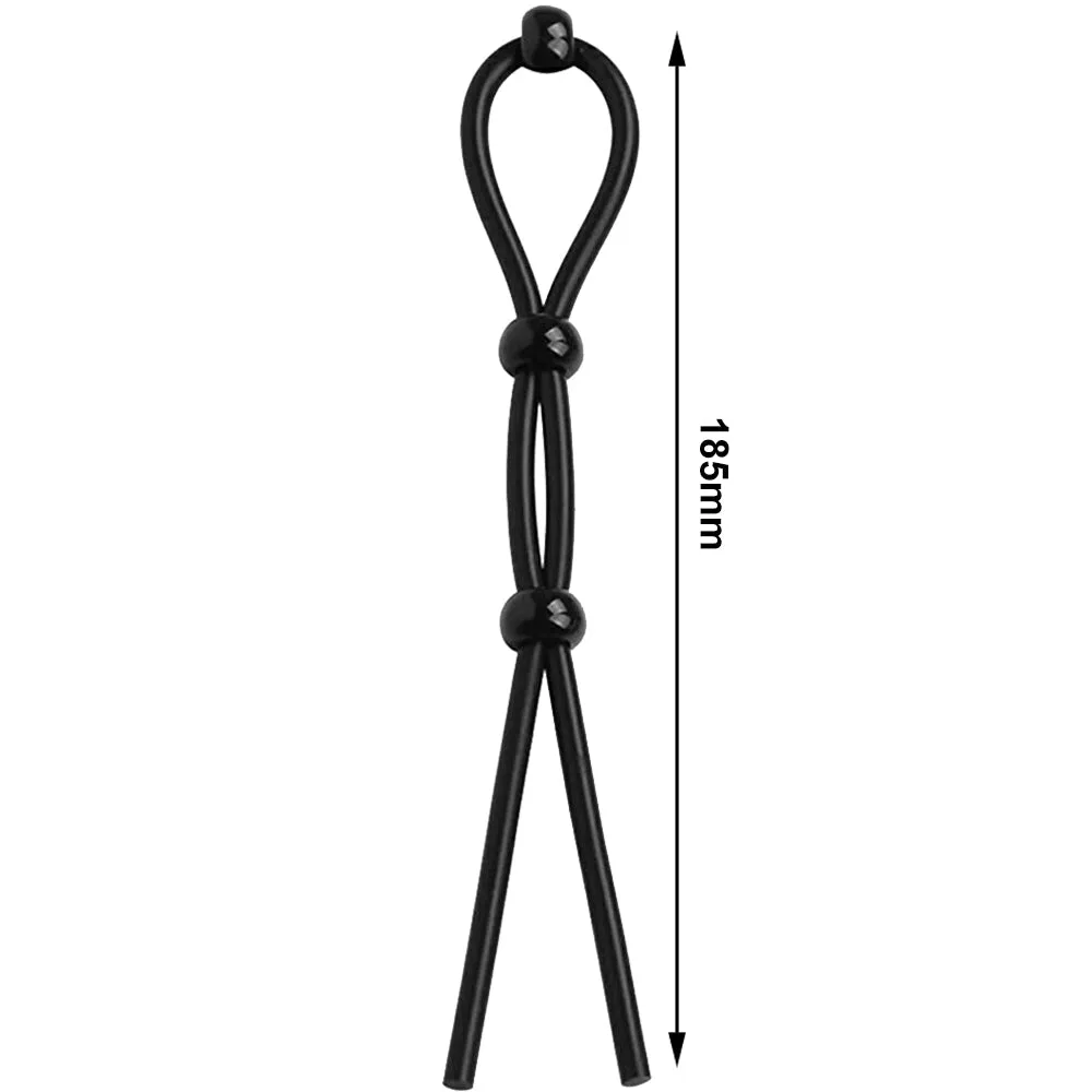 Looped Silicone 3 Bead Cock Ring Lasso Black