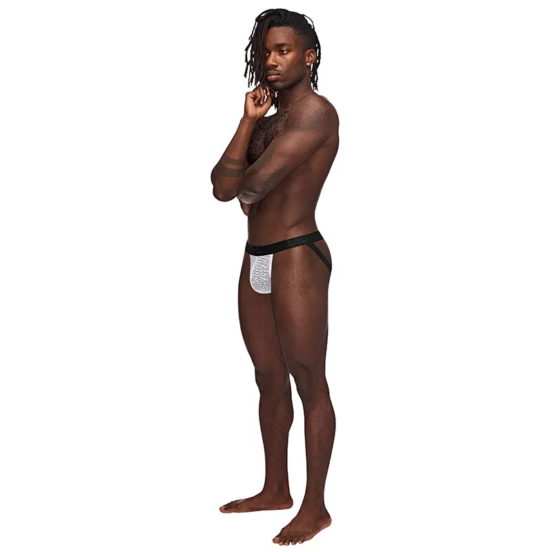 Male Power Sneak Peek Strappy Ring Jock White S/M