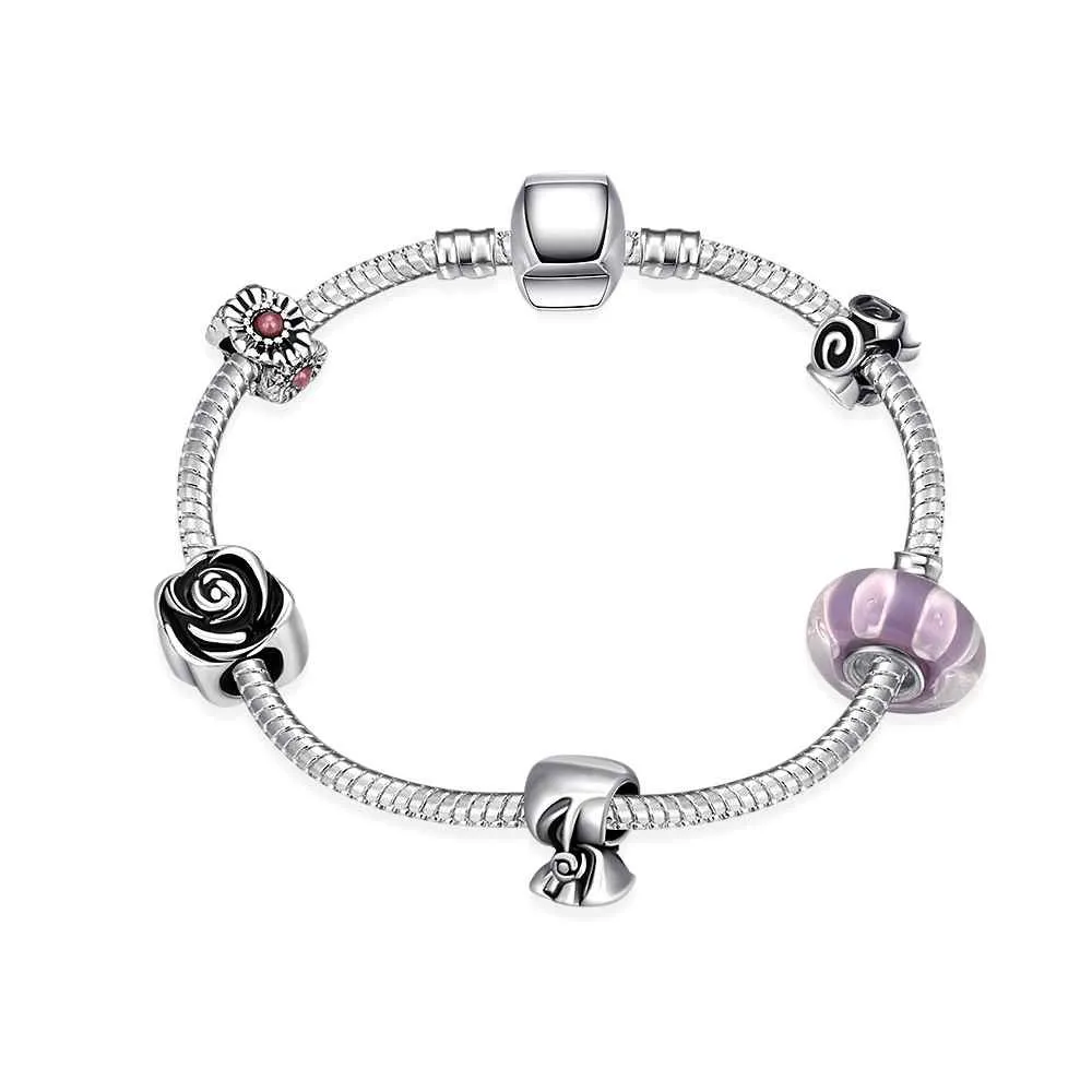 online shopping india silver bracelets bangles Geometric beads connected pulseras mujer Personalized PFDH 2 ELY