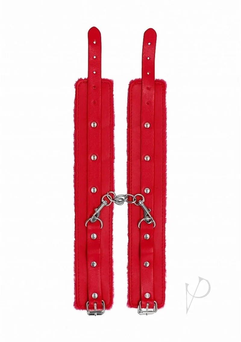 Ouch Plush Leather Ankle Cuff Red