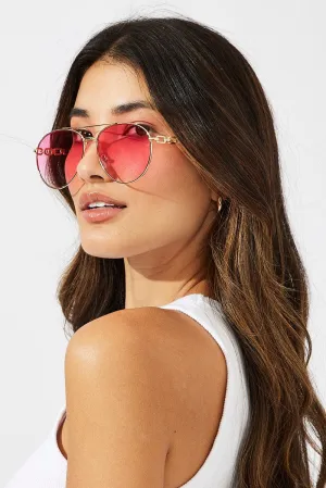 Pink Chain Detail Fashion Sunglasses