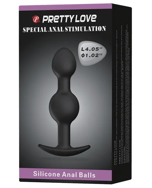 Pretty Love 4.05'' Silicone Anal Plug w/Ball - Black