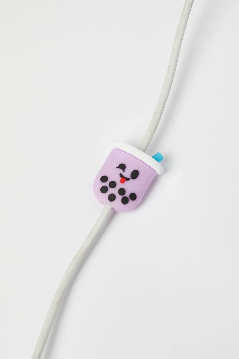 Purple Bubble Tea Design Data Cable Protector