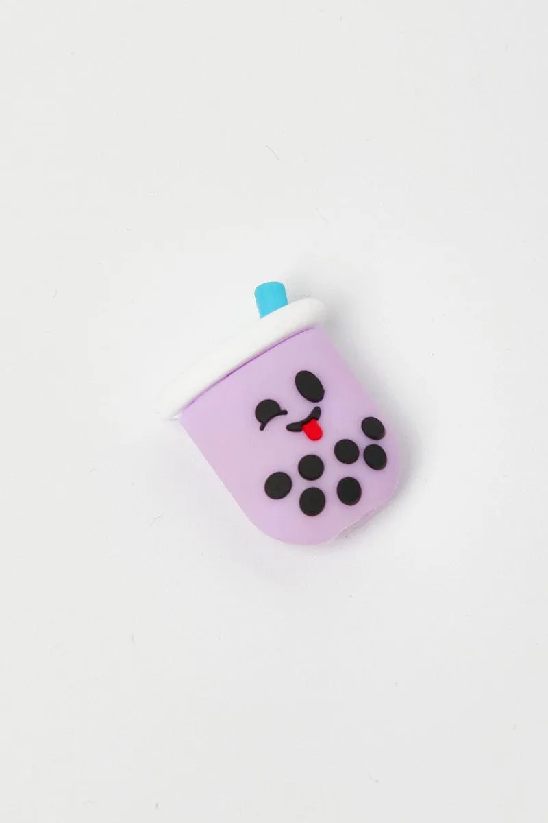 Purple Bubble Tea Design Data Cable Protector