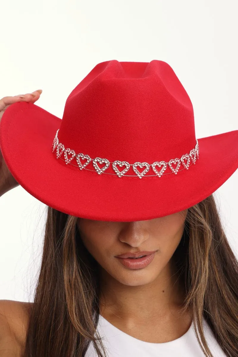 Red Heart Detail Cowboy Hat