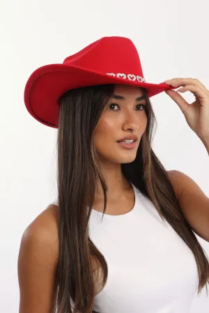 Red Heart Detail Cowboy Hat