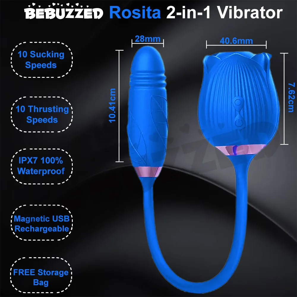Rose Clitoral Stimulator Sucking Vibrator THRUSTING Dildo Clit Sucker Sex Toy