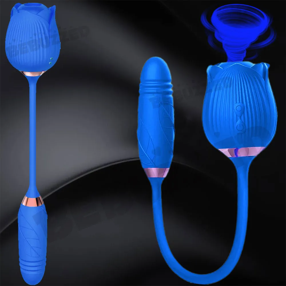 Rose Clitoral Stimulator Sucking Vibrator THRUSTING Dildo Clit Sucker Sex Toy