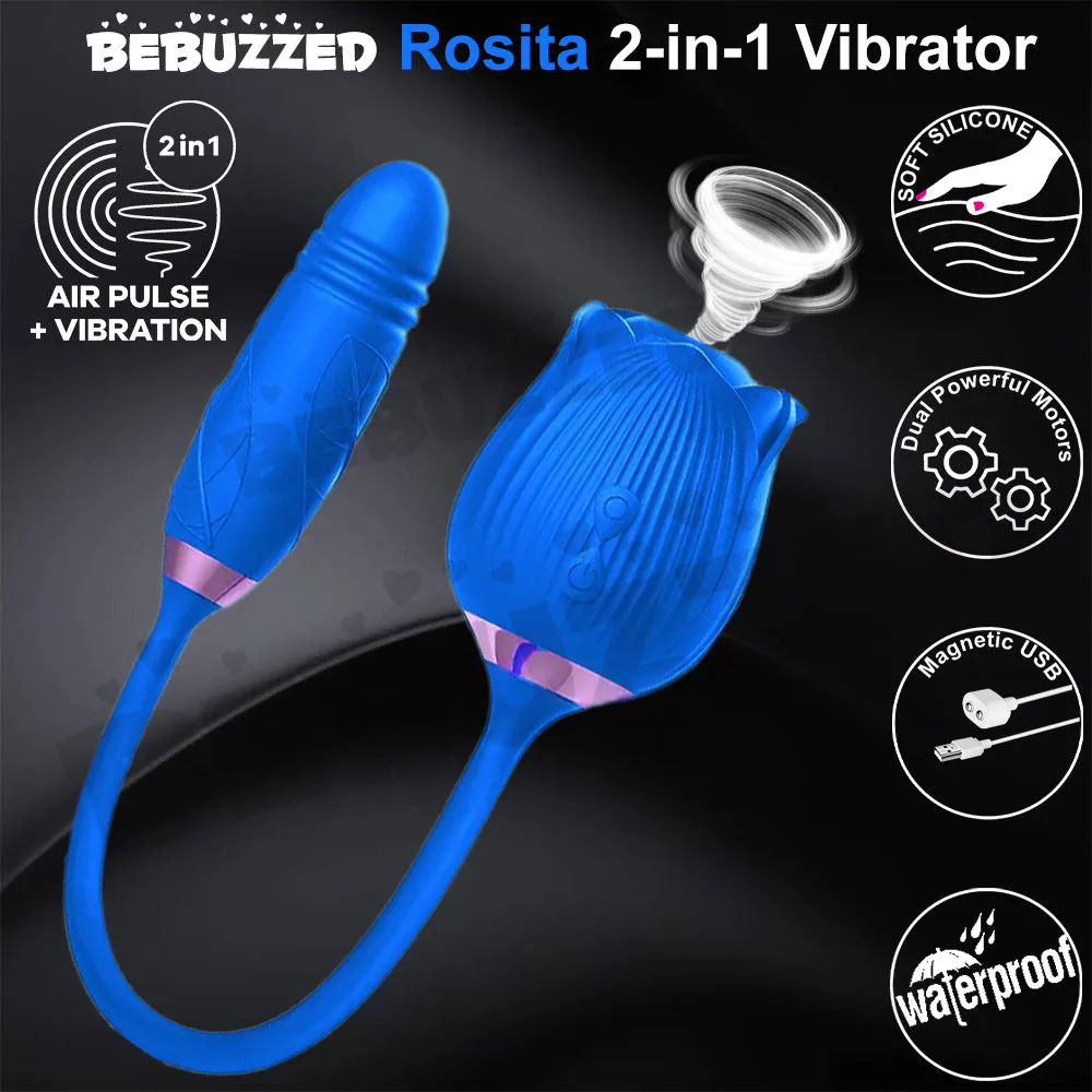 Rose Clitoral Stimulator Sucking Vibrator THRUSTING Dildo Clit Sucker Sex Toy
