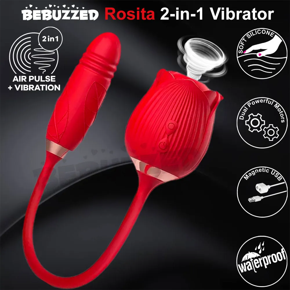 Rose Clitoral Stimulator Sucking Vibrator THRUSTING Dildo Clit Sucker Sex Toy