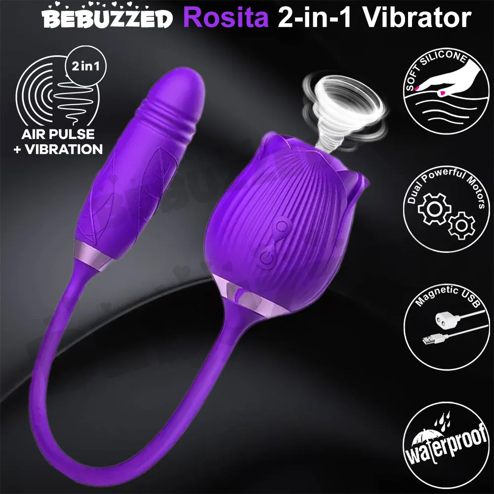 Rose Clitoral Stimulator Sucking Vibrator THRUSTING Dildo Clit Sucker Sex Toy