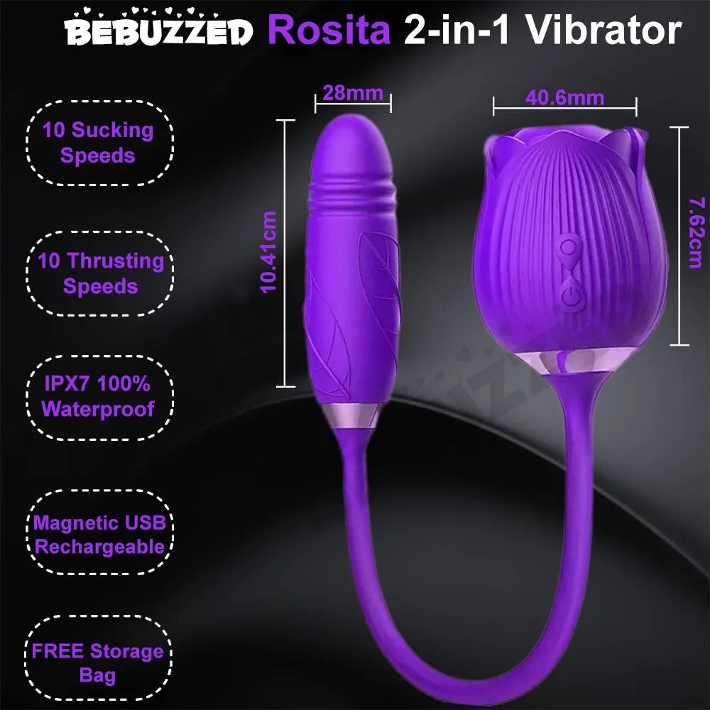 Rose Clitoral Stimulator Sucking Vibrator THRUSTING Dildo Clit Sucker Sex Toy