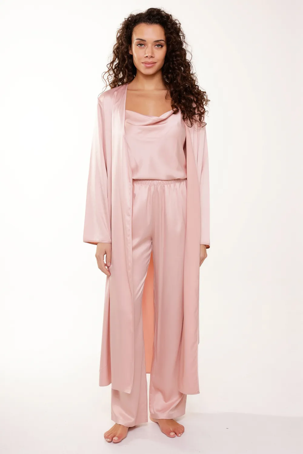 Satin Cami Top & Pants Pyjama Set Rose Smoke