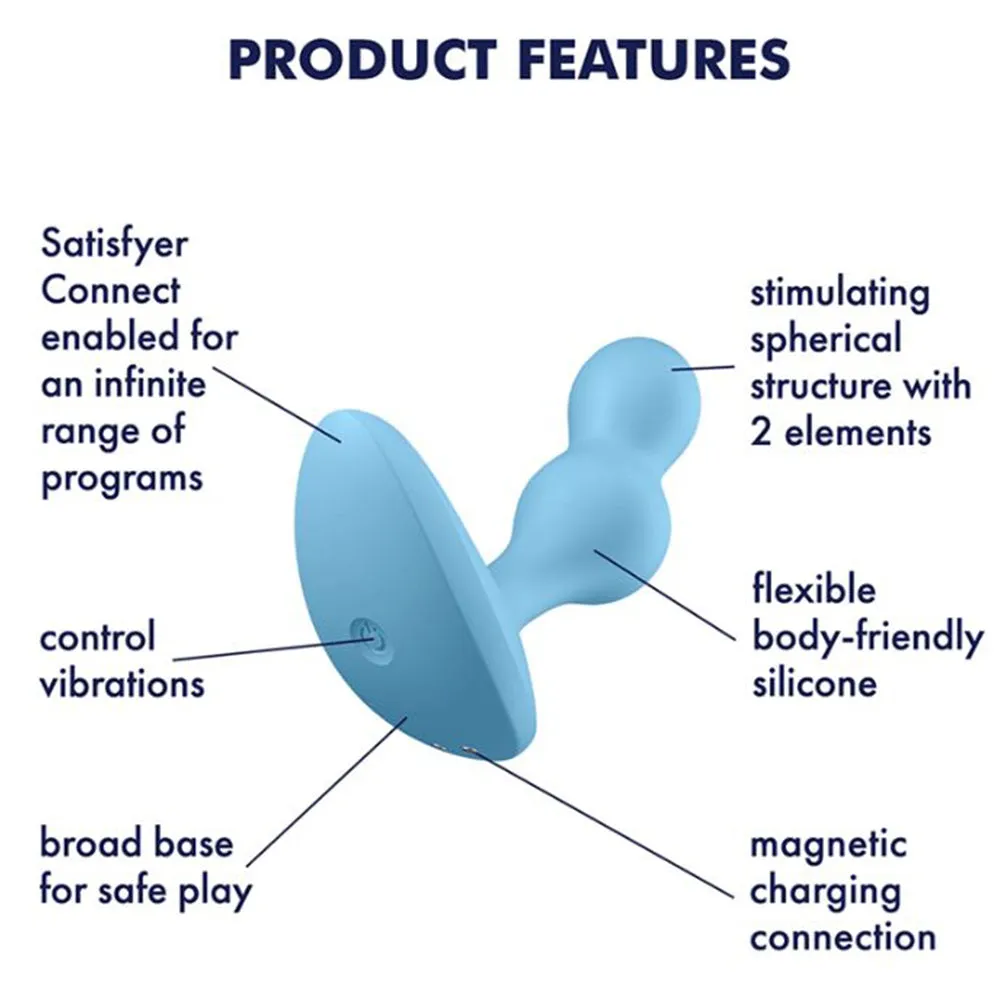 Satisfyer Deep Diver Vibrating Connect App Anal Plug Blue